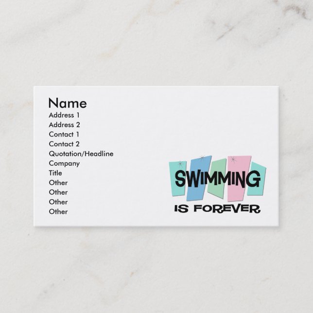 Swimming Is Forever Business Card (Front)