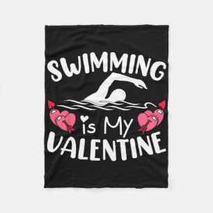 Swimming Is My Valentine Boys Girls Sports Valenti Fleece Blanket