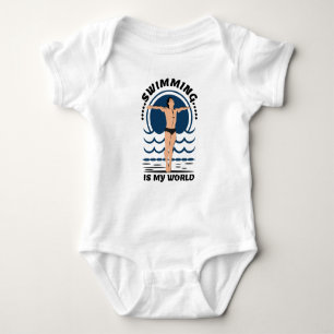 Swimming is My World - Swimmer in Speedo Baby Bodysuit