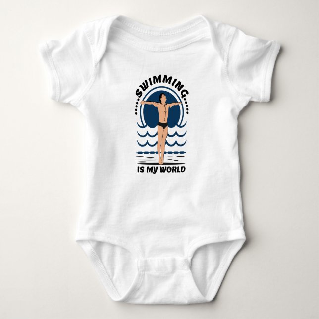 Swimming is My World - Swimmer in Speedo Baby Bodysuit (Front)