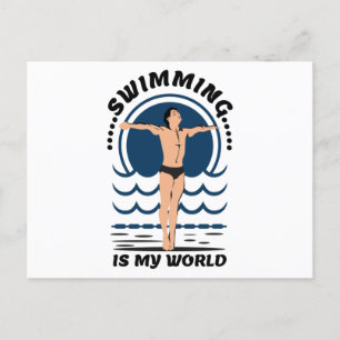 Swimming is My World - Swimmer in Speedo Postcard