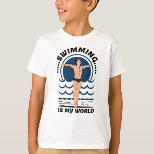 Swimming is My World - Swimmer in Speedo T-Shirt