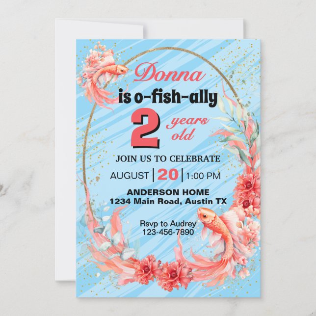 Swimming Koi Any Age Birthday Party Invitation (Front)