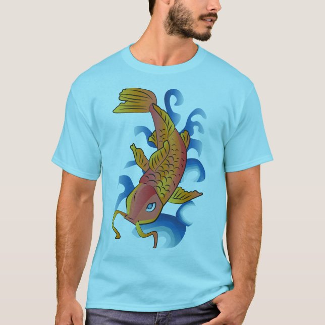 Swimming Koi Fish Illustration T-Shirt (Front)