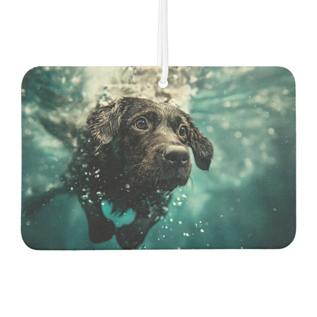 Swimming Labrador Puppy Underwater Design Car Air Freshener (Front)