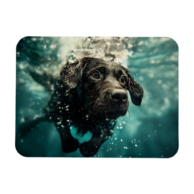 Swimming Labrador Puppy Underwater Design Magnet (Horizontal)