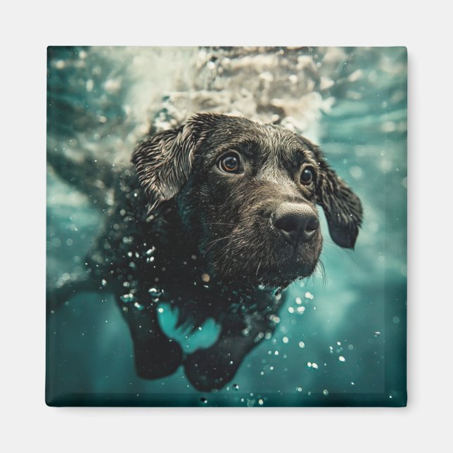 Swimming Labrador Puppy Underwater Design Magnet (Front)