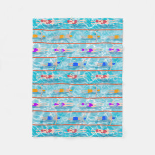 Swimming Laps Water Swim Team Pattern  Fleece Blanket