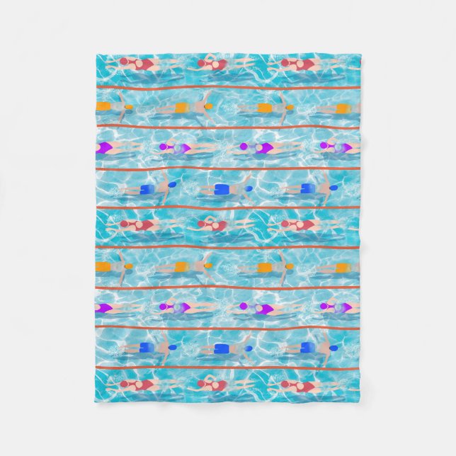 Swimming Laps Water Swim Team Pattern  Fleece Blanket (Front)