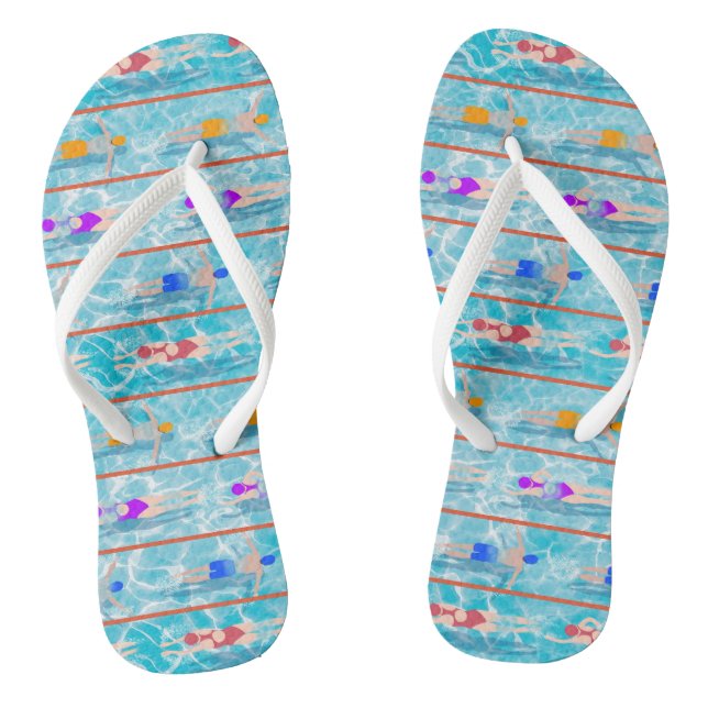 Swimming Laps Water Swim Team Pattern  Jandals (Footbed)