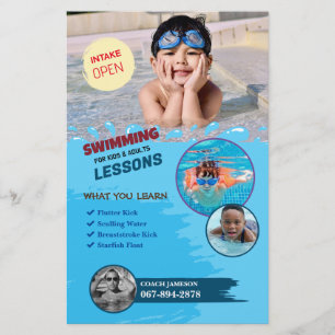 Swimming Lessons Editable Flyer