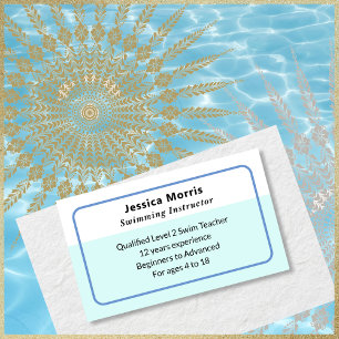 Swimming Lessons Teacher Instructor Swim Coach QR Business Card