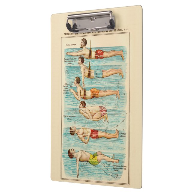 Swimming Lessons Vintage Diagram Clipboard (Left)