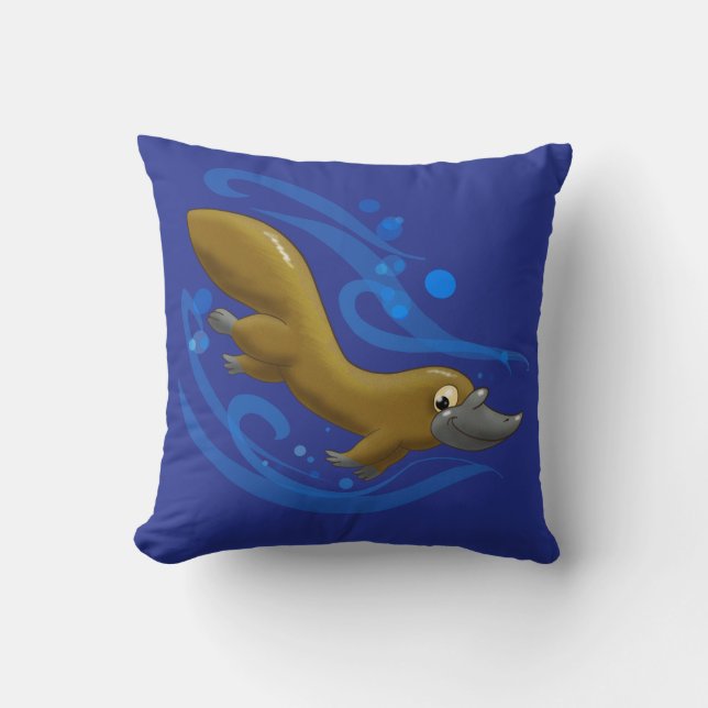 Swimming Lithe Platypus Cushion (Front)