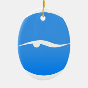 Swimming logo on T-shirt Ceramic Tree Decoration