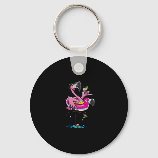 Swimming Lover| Flamingo Go Swim Key Ring (Front)