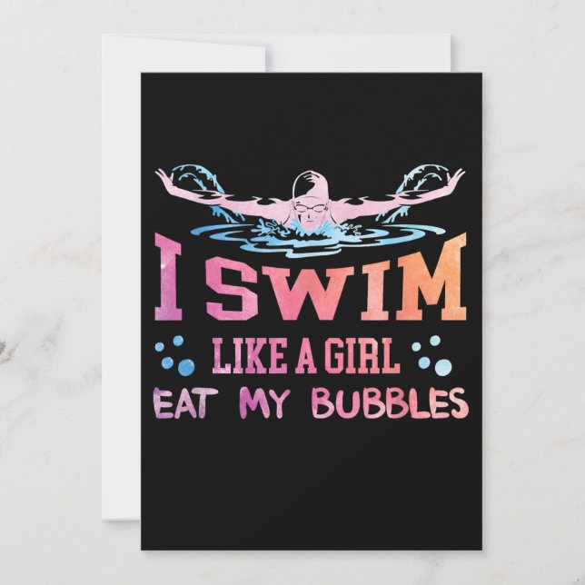 Swimming Lover - I Swim Like A Girl Holiday Card (Front)