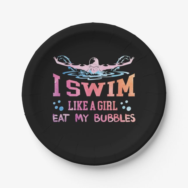 Swimming Lover - I Swim Like A Girl Paper Plate (Front)