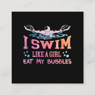 Swimming Lover - I Swim Like A Girl Square Business Card