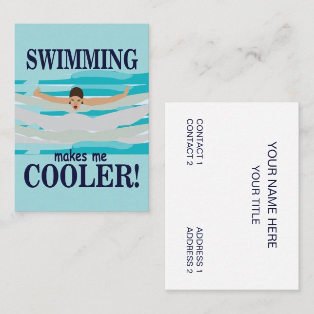 Swimming Makes Me Cooler Swimmer Swimming Coach Business Card (Front/Back)