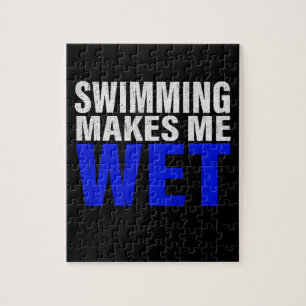 Swimming Makes Me Wet Long Sleeve T-Shirt Jigsaw Puzzle