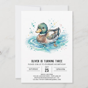 Swimming Mallard Duck Birthday Invitation