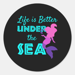 Swimming Mermaid Diving Classic Round Sticker