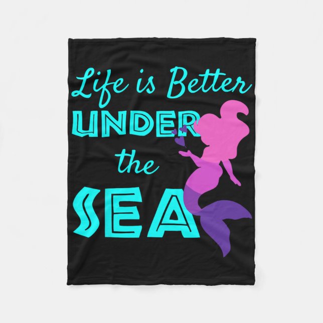 Swimming Mermaid Diving  Fleece Blanket (Front)