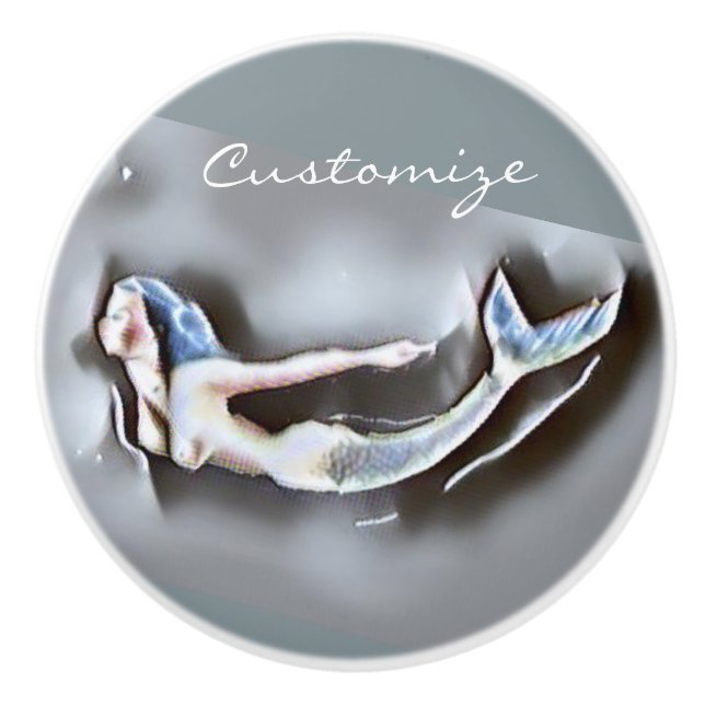 Swimming Mermaid Thunder_Cove Ceramic Knob (Front)