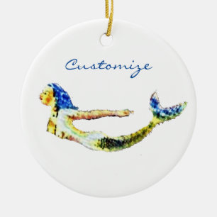 Swimming Mermaid Thunder_Cove Ceramic Tree Decoration
