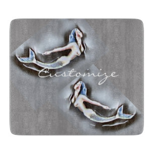 Swimming Mermaid Thunder_Cove Grey Cutting Board