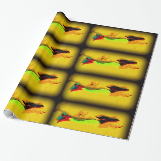 swimming mermaid wrapping paper (Unrolled)