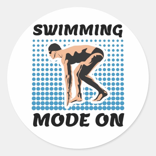 Swimming Mode on - Pool Lover Classic Round Sticker (Front)