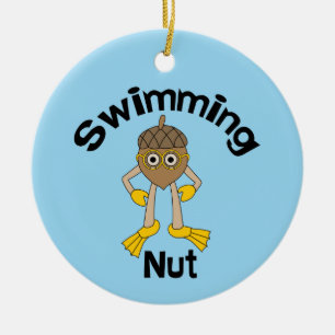 Swimming Nut Text Ceramic Tree Decoration