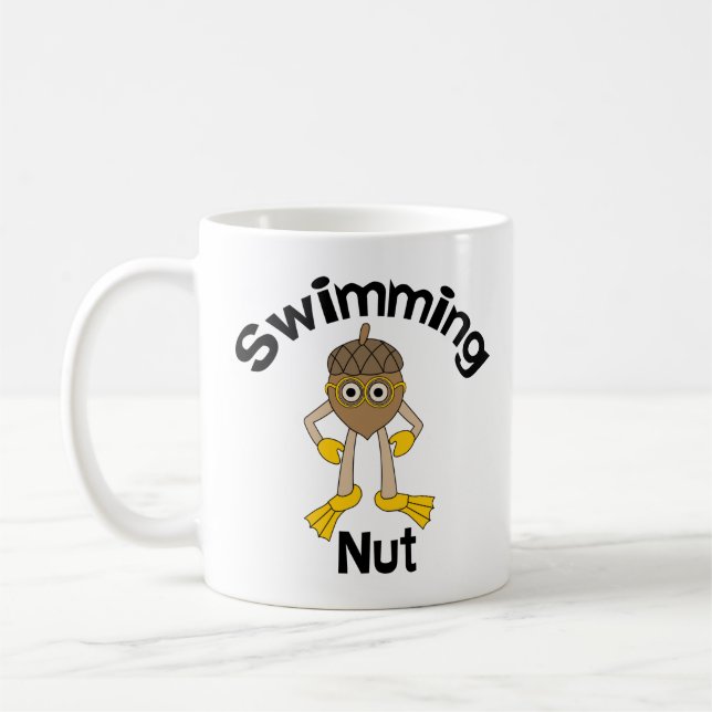 Swimming Nut Text  Coffee Mug (Left)