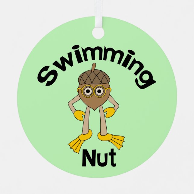 Swimming Nut Text  Metal Tree Decoration (Front)