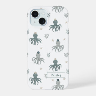 Swimming Octopus with name iPhone 15 Case