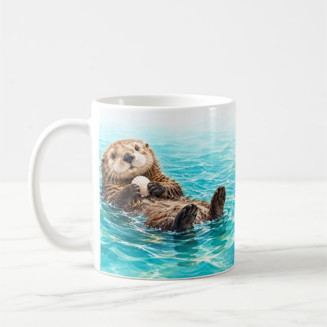 Swimming Otters Mug (Left)