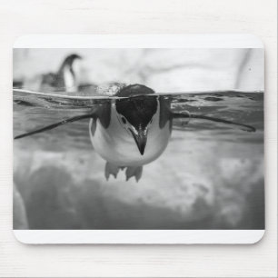 Swimming Pengiun Black and white Mouse Pad