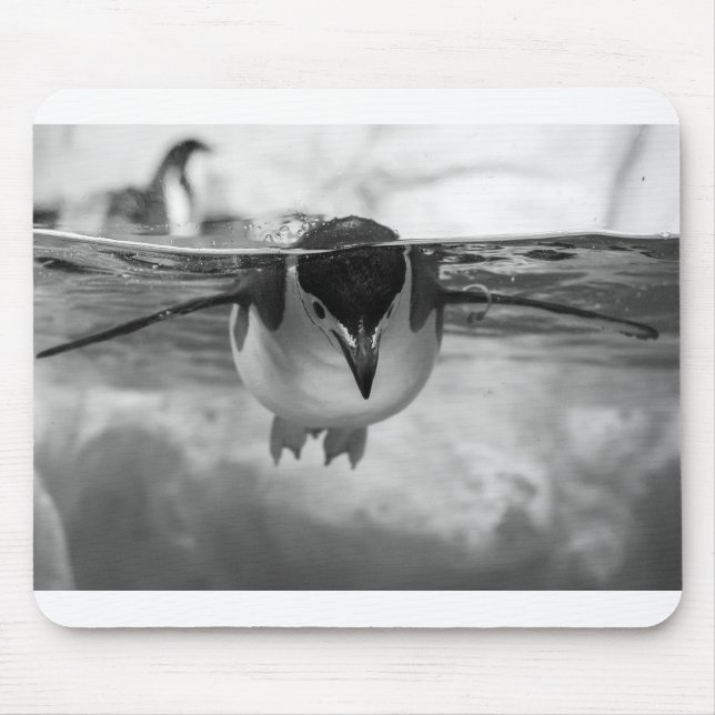 Swimming Pengiun Black and white Mouse Pad (Front)