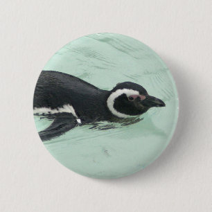 Swimming Penguin Round Pin