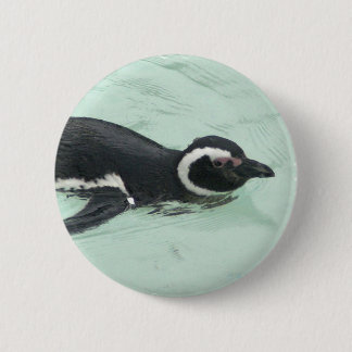 Swimming Penguin Round Pin