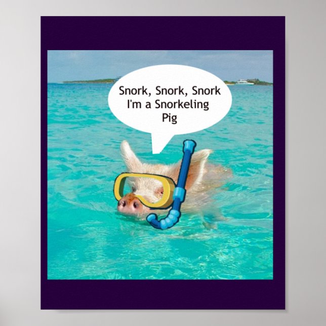 Swimming Pig is snorkelling in the Pond Poster (Front)