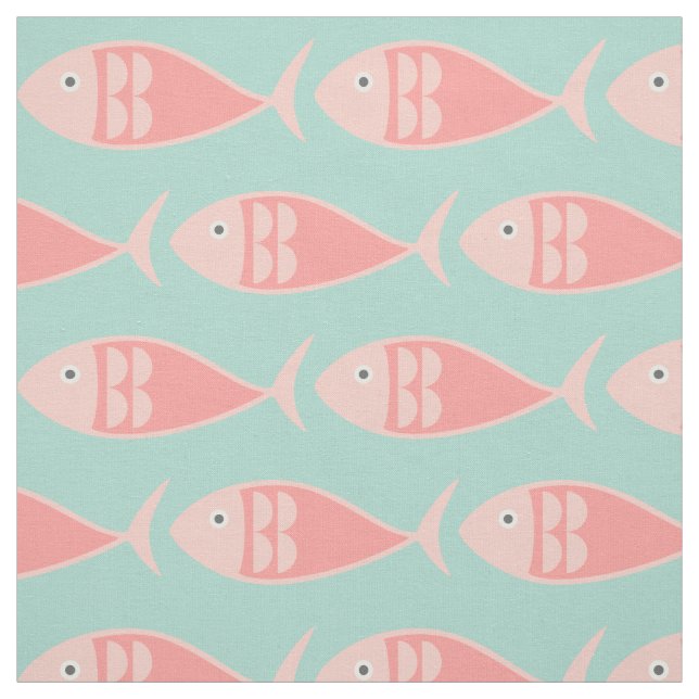 Swimming Pink Fish Fabric (Swatch)