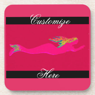 swimming pink mermaid coaster