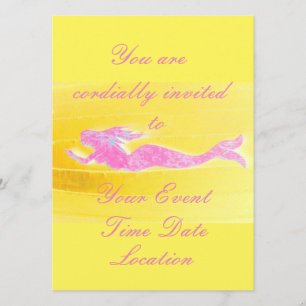 swimming pink mermaid invitation