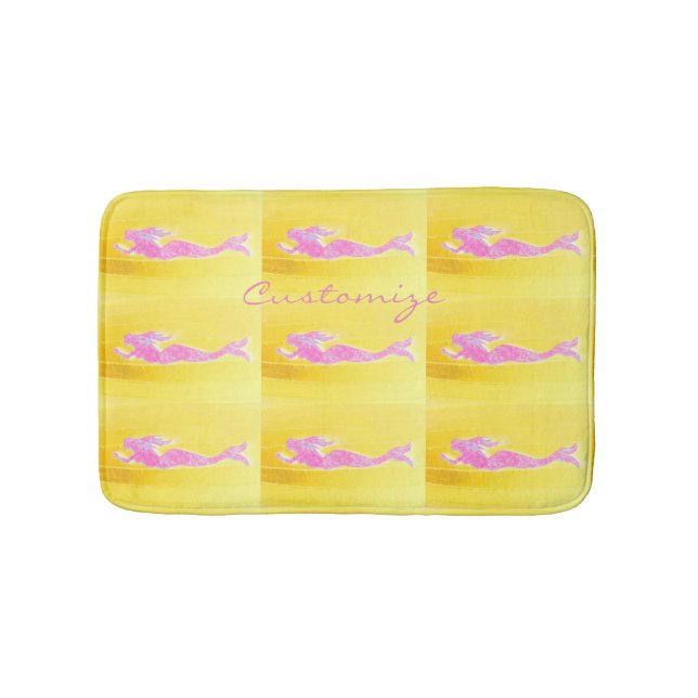 swimming pink mermaids pattern bath mat (Front)