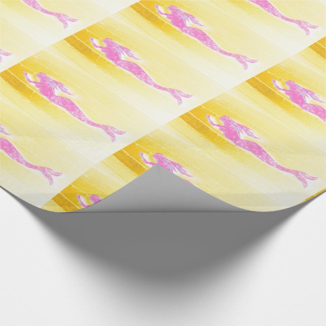 swimming pink underwater mermaids pattern wrapping paper (Corner)