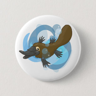 Swimming Platypus 6 Cm Round Badge