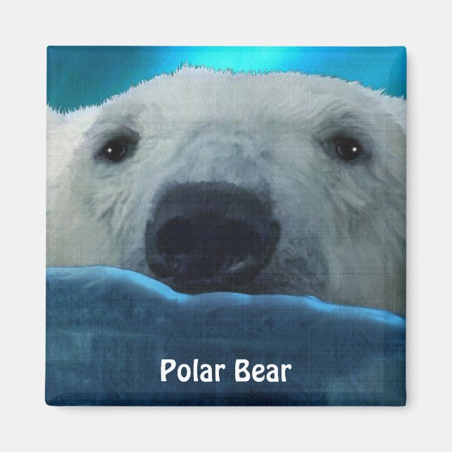Swimming Polar Bear Arctic Wildlife Art Magnet (Front)